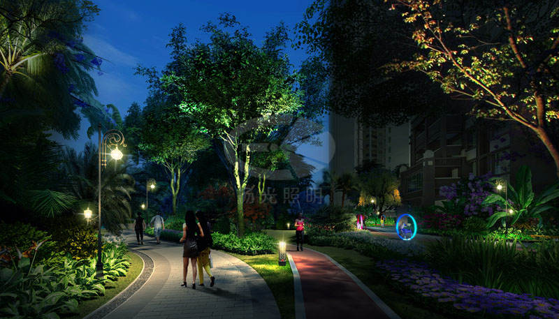 社區（qū）道路夜景（jǐng）亮化設計效果圖